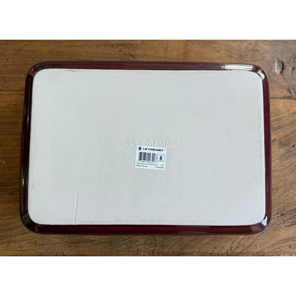 Le Creuset Stoneware Heritage Deep Rectangular Lasagna Dish 6.75qt Cerise NEW